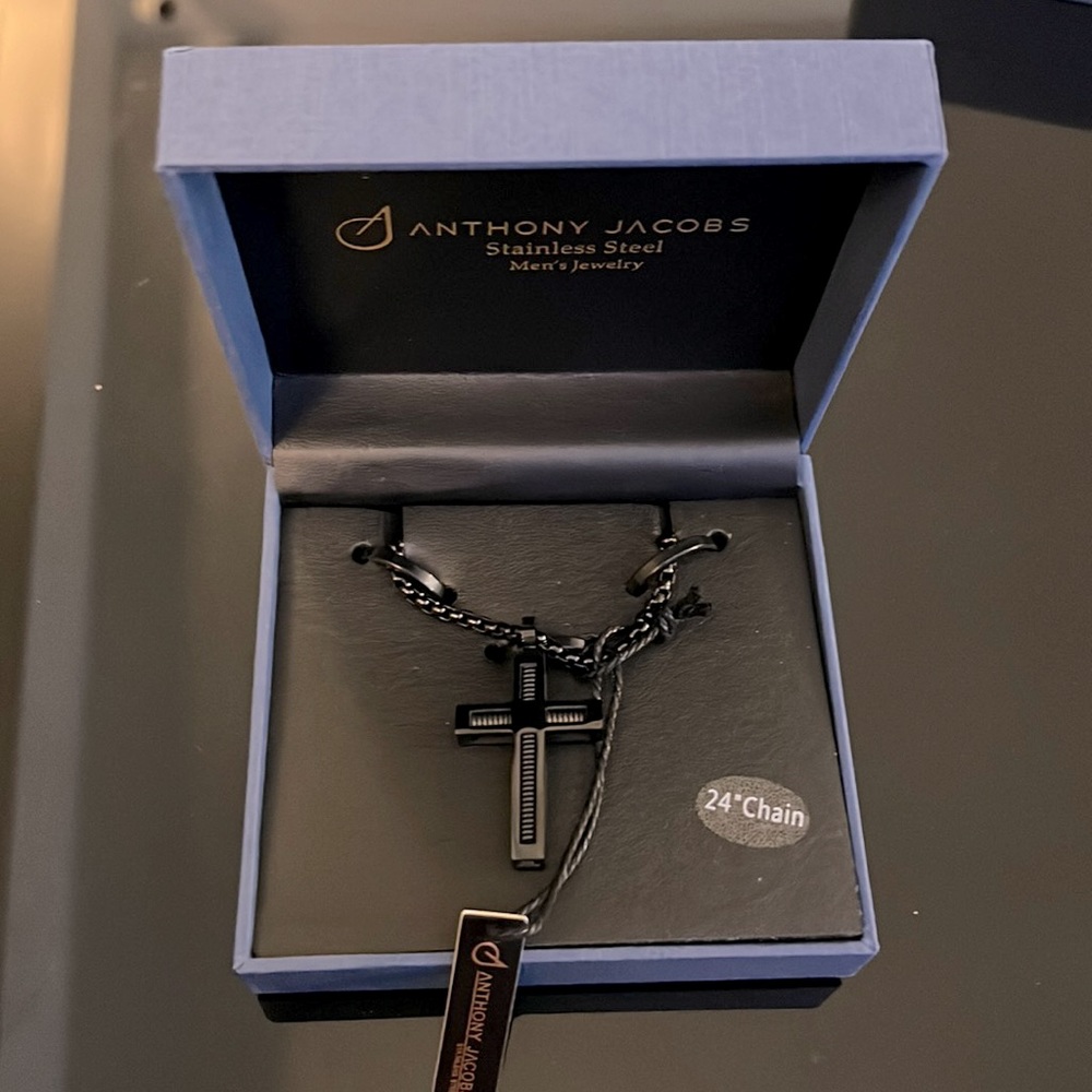 ANTHONY JACOB Stainless Steel Necklace Black